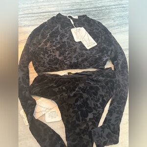 Oh Polly Black Velvet Lingerie Set